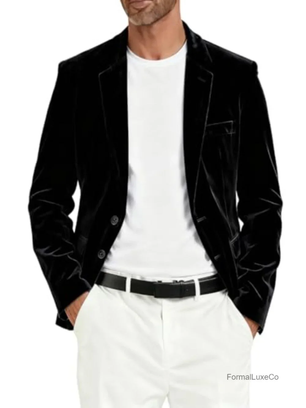 Men's Velvet Blazer Slim Fit 2 Button Sport Coat Tuxedo Jacket Prom Wedding